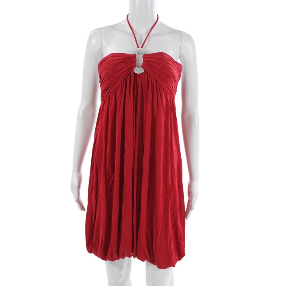 Cache Women Sundress Red Tie Sleeveless Knee Length Beach Polyester Size 6